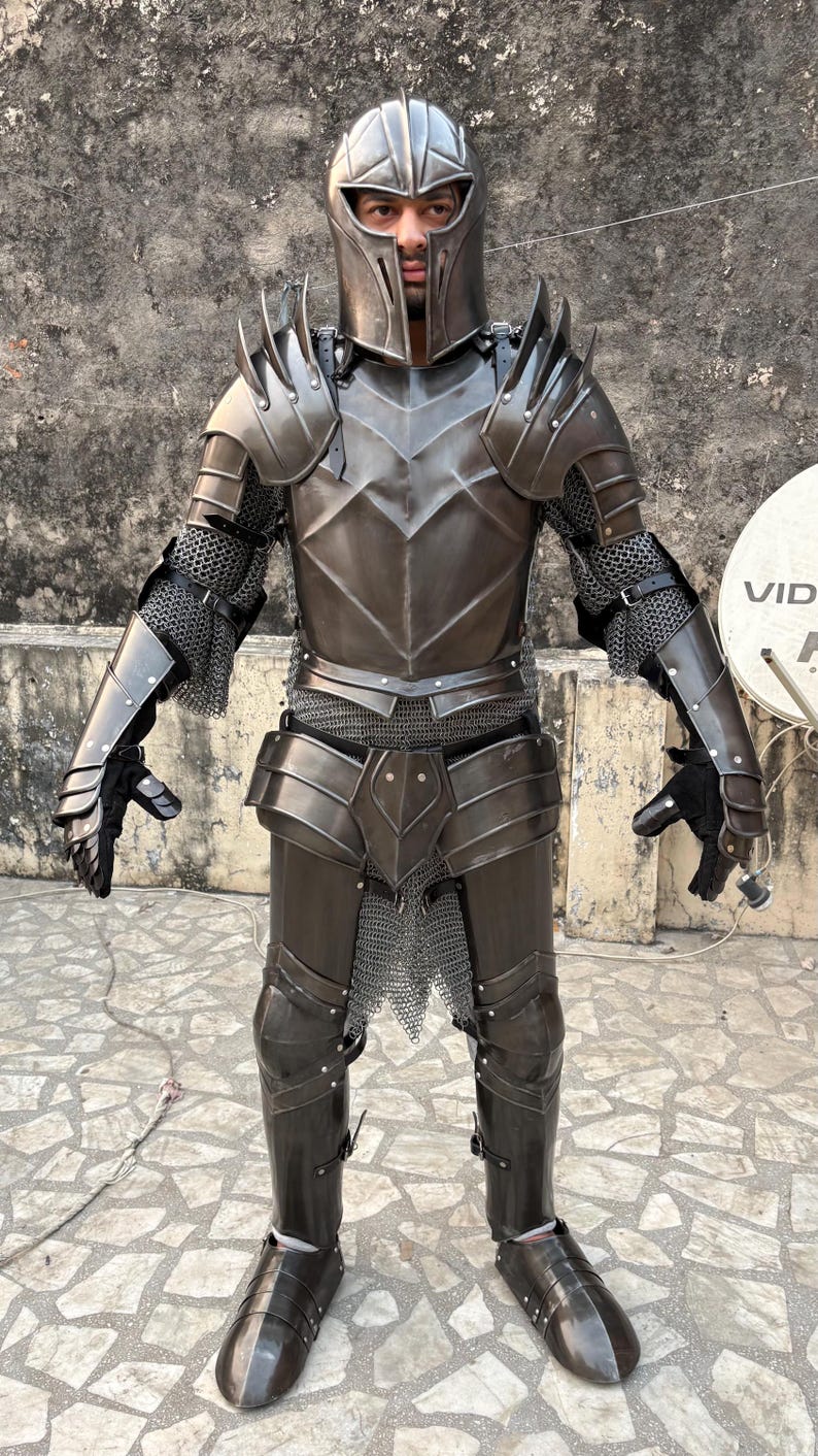 Handmade Medieval Steel Full Body Armor Suit with Gothic Knight LARP view 15
