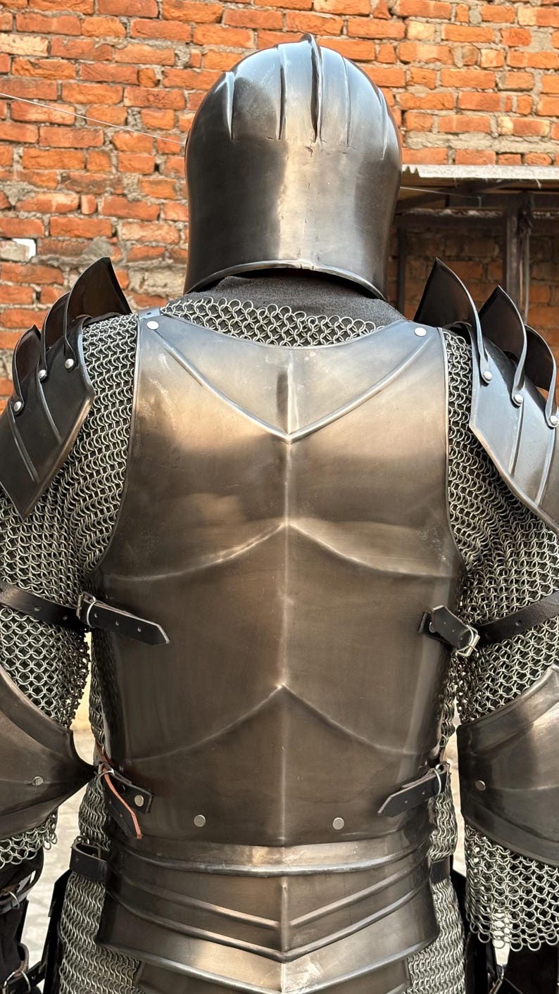 Handmade Medieval Steel Full Body Armor Suit with Gothic Knight LARP view 16