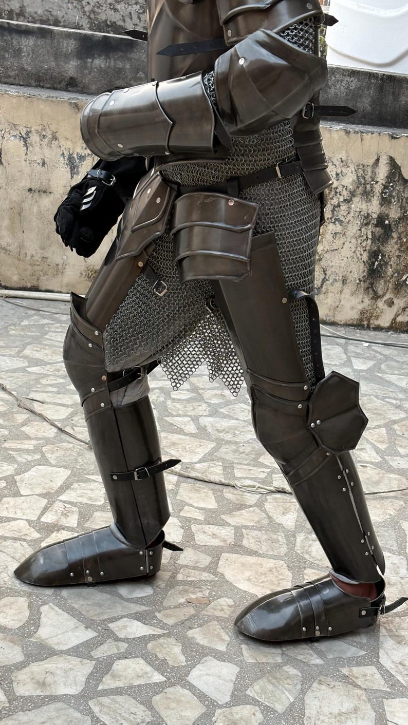 Handmade Medieval Steel Full Body Armor Suit with Gothic Knight LARP view 18