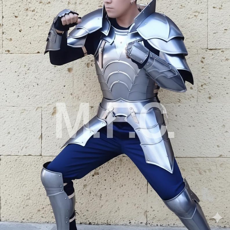 Handmade Steel Medieval Knight Armor Set with Full Body Cosplay view 2