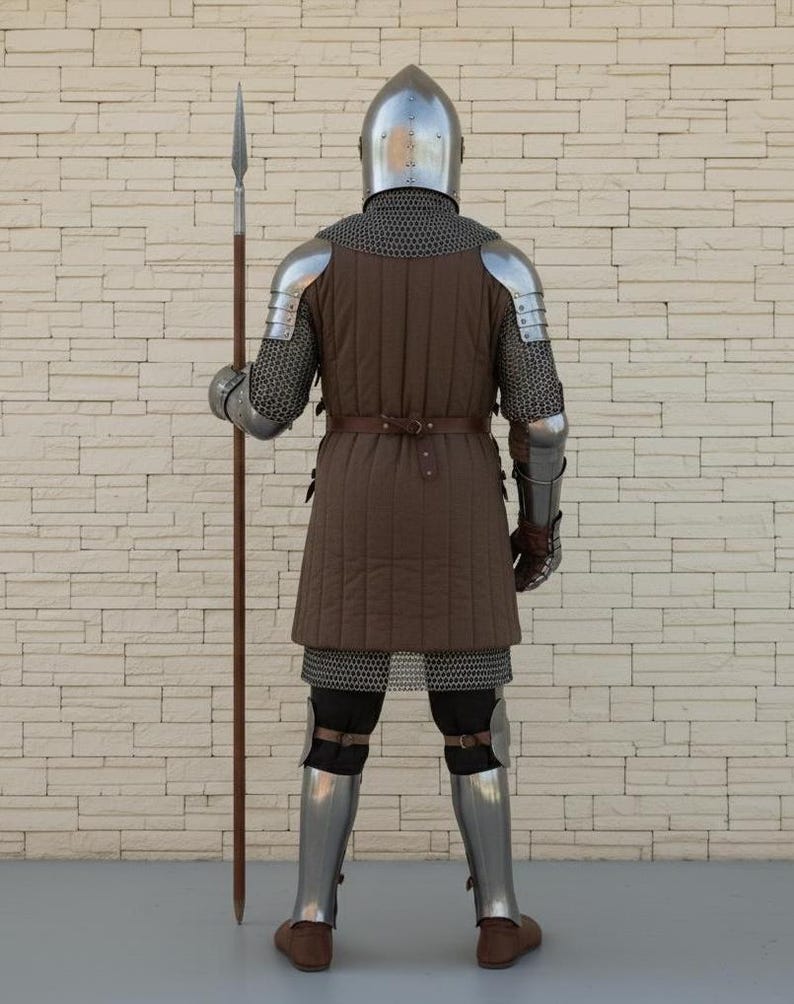 Handmade Medieval Crusader Knight Full Armor Set with Steel Templar view 2