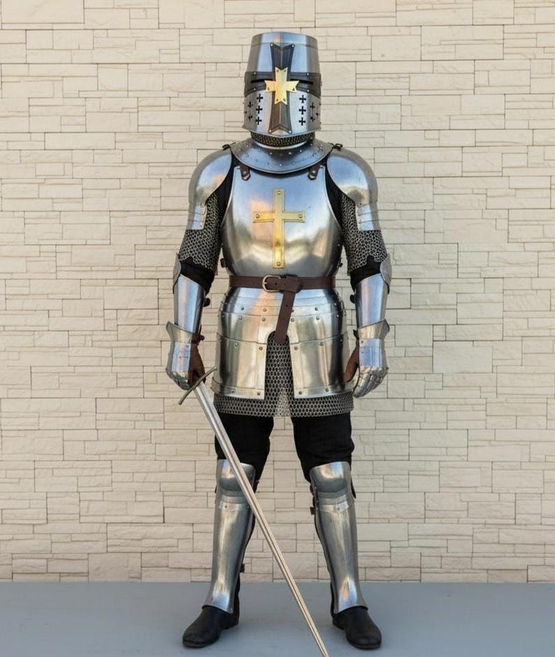 Handmade Steel Crusader Knight Armor with Full or Half Suit Options view 8
