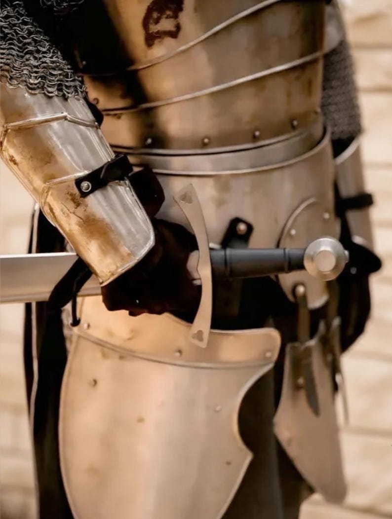 Handmade Barbuta Medieval Knight Full Armor Suit with Wearable Steel view 4
