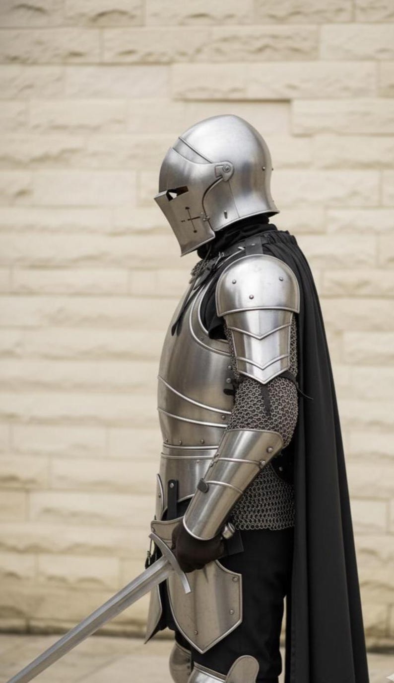 Handmade Barbuta Medieval Knight Full Armor Suit with Wearable Steel view 5