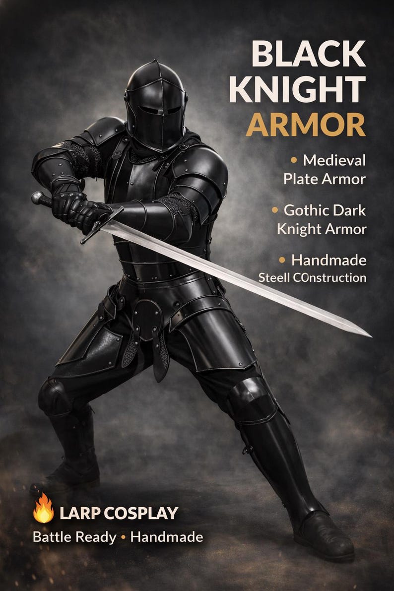 Wearable Dark Italian Barbuta Knight Armor with Gothic Plate for LARP view 2
