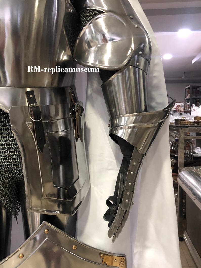 Medieval Knight Crusader Full Suit of Armor with Templar LARP view 9