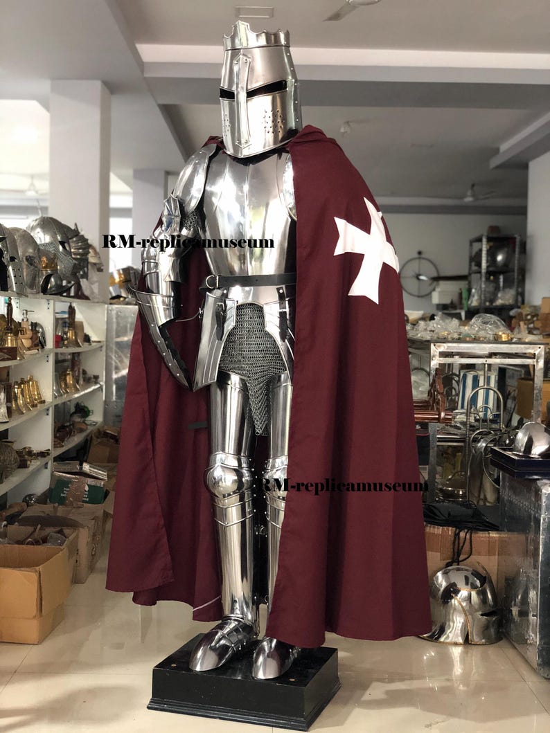 Crusader Full Suit of Armor with Wearable 18-Gauge Steel for Reenactment view 2