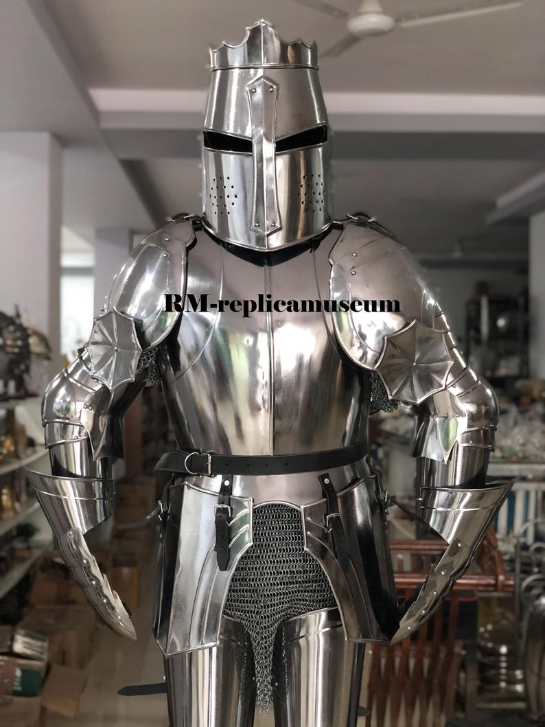 Crusader Full Suit of Armor with Wearable 18-Gauge Steel for Reenactment view 4