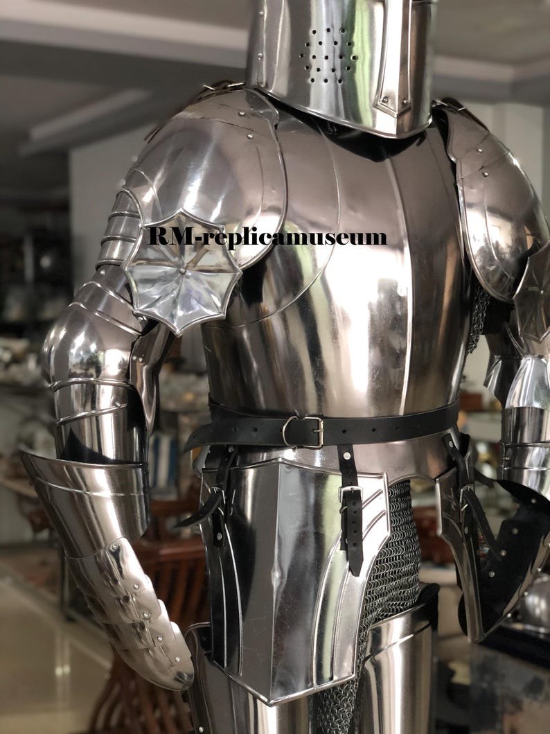 Crusader Full Suit of Armor with Wearable 18-Gauge Steel for Reenactment view 5