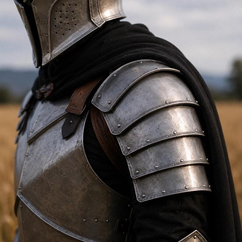 Handmade Medieval Gothic Knight Armor with Dark Fantasy LARP view 4