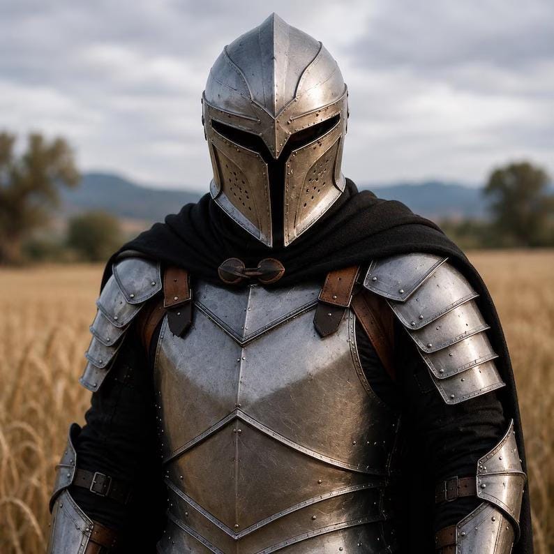 Handmade Medieval Gothic Knight Armor with Dark Fantasy LARP view 6