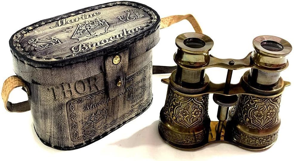 Antique Brass Marine Binocular with Intricate Body Detail view 4