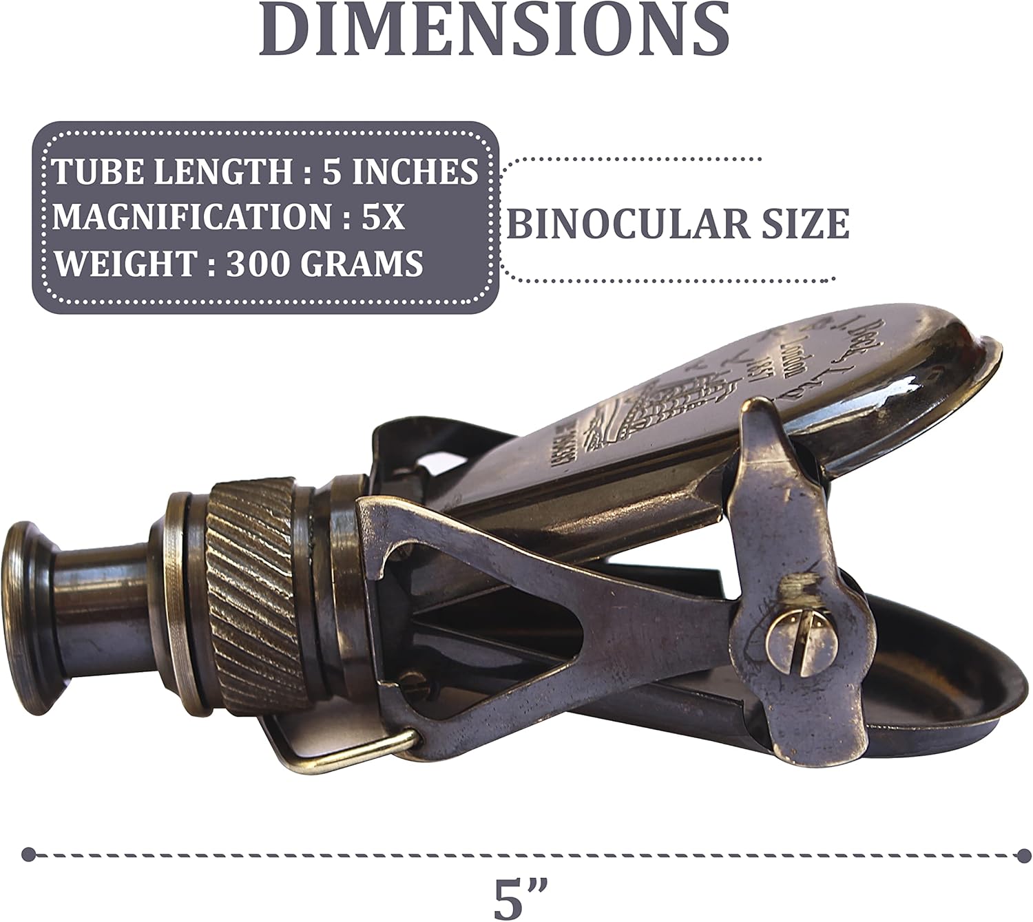 Folding Brass Monocular with Red Leather Case view 2