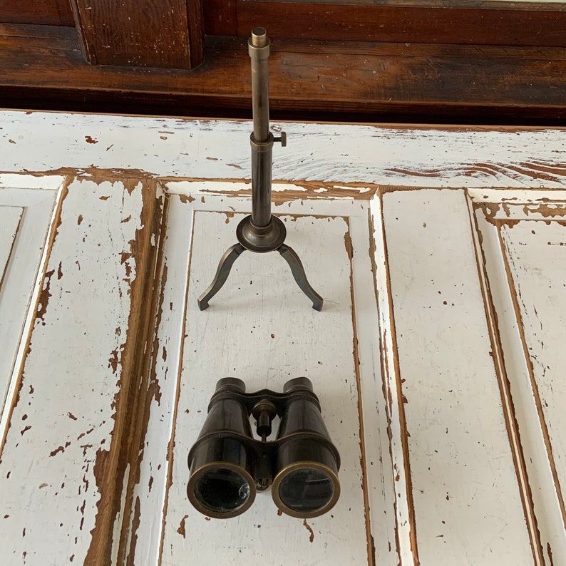 Brass Field Binocular with Removable Folding Tripod Stand view 4