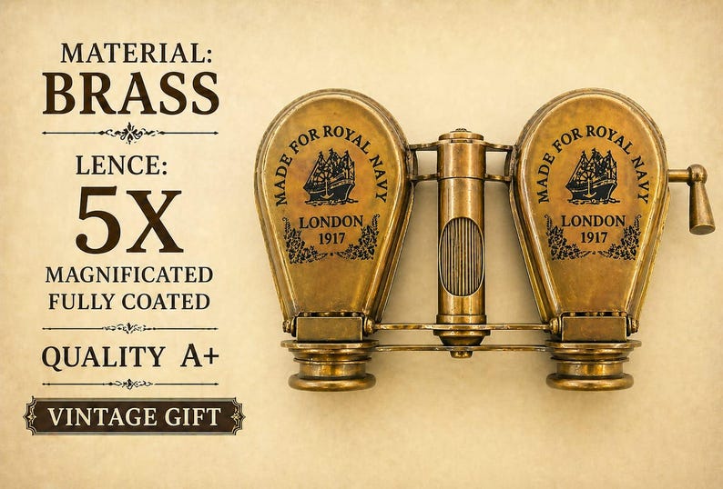 Folding Brass Binocular with Red Leather Case view 4