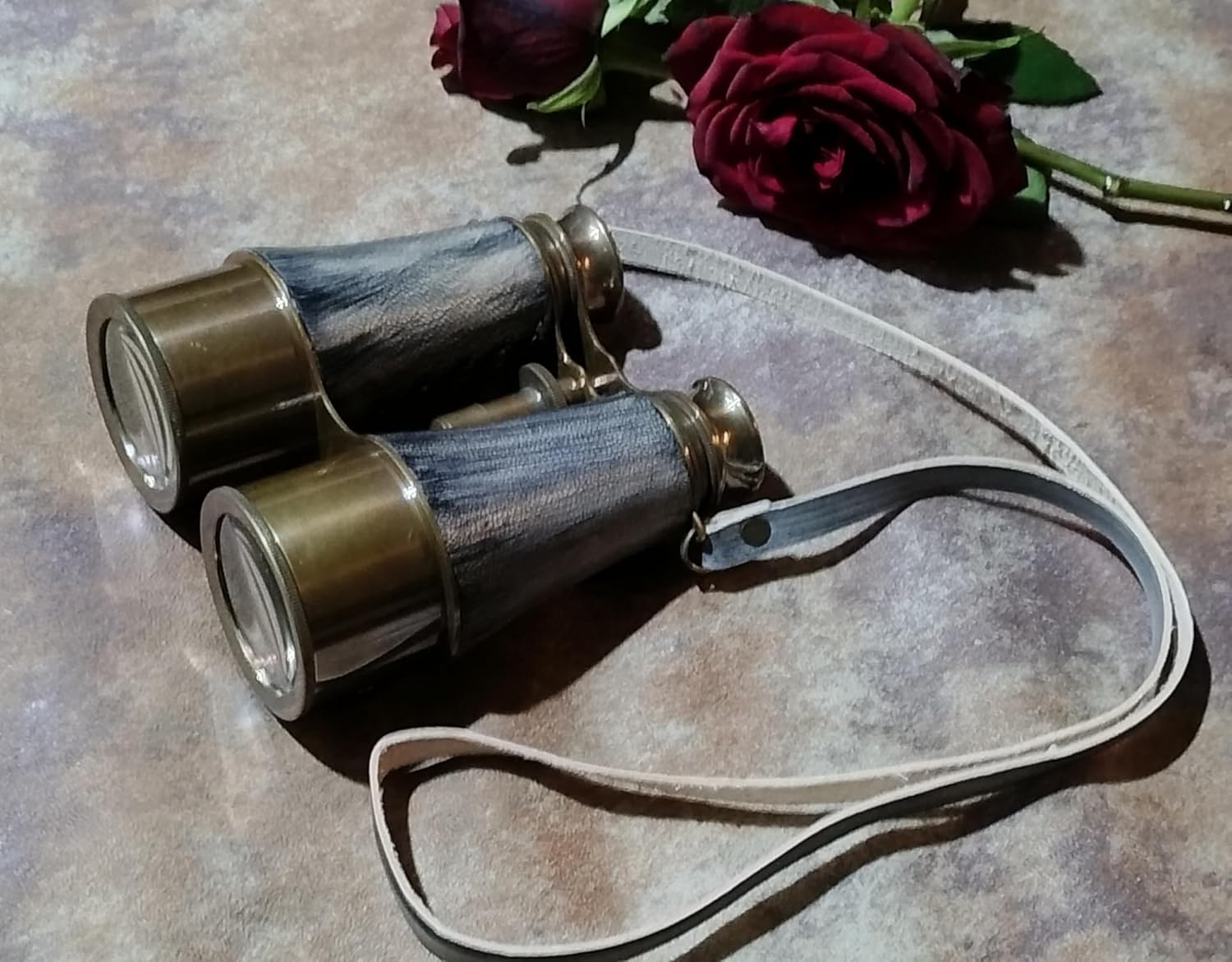 Antique Brass Marine Binocular with Grey Leather Belt view 5