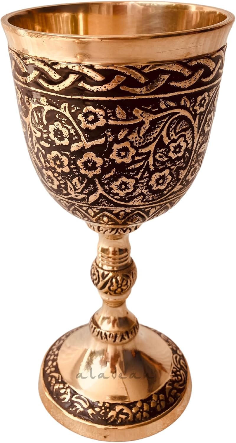 Solid Brass Goblet with Nordic Czar Embossed Design view 6