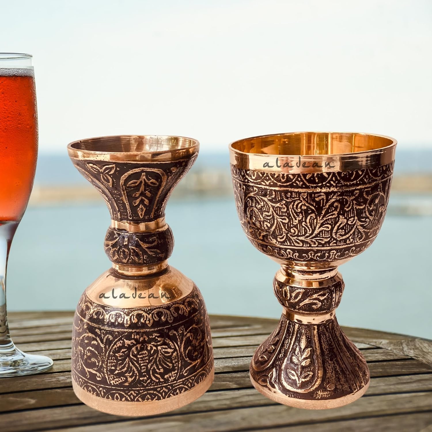 Solid Brass Goblet with Duke Embossed Design view 5