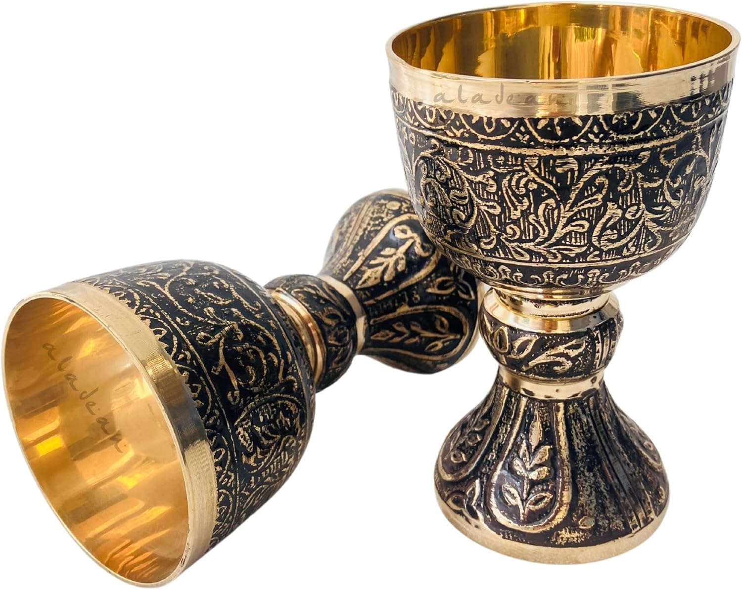 Solid Brass Goblet with Duke Embossed Design view 6