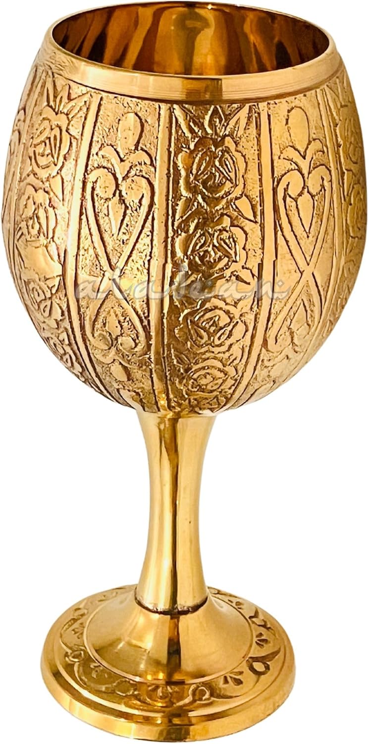 Solid Brass Goblet with Duke Embossed Design view 12