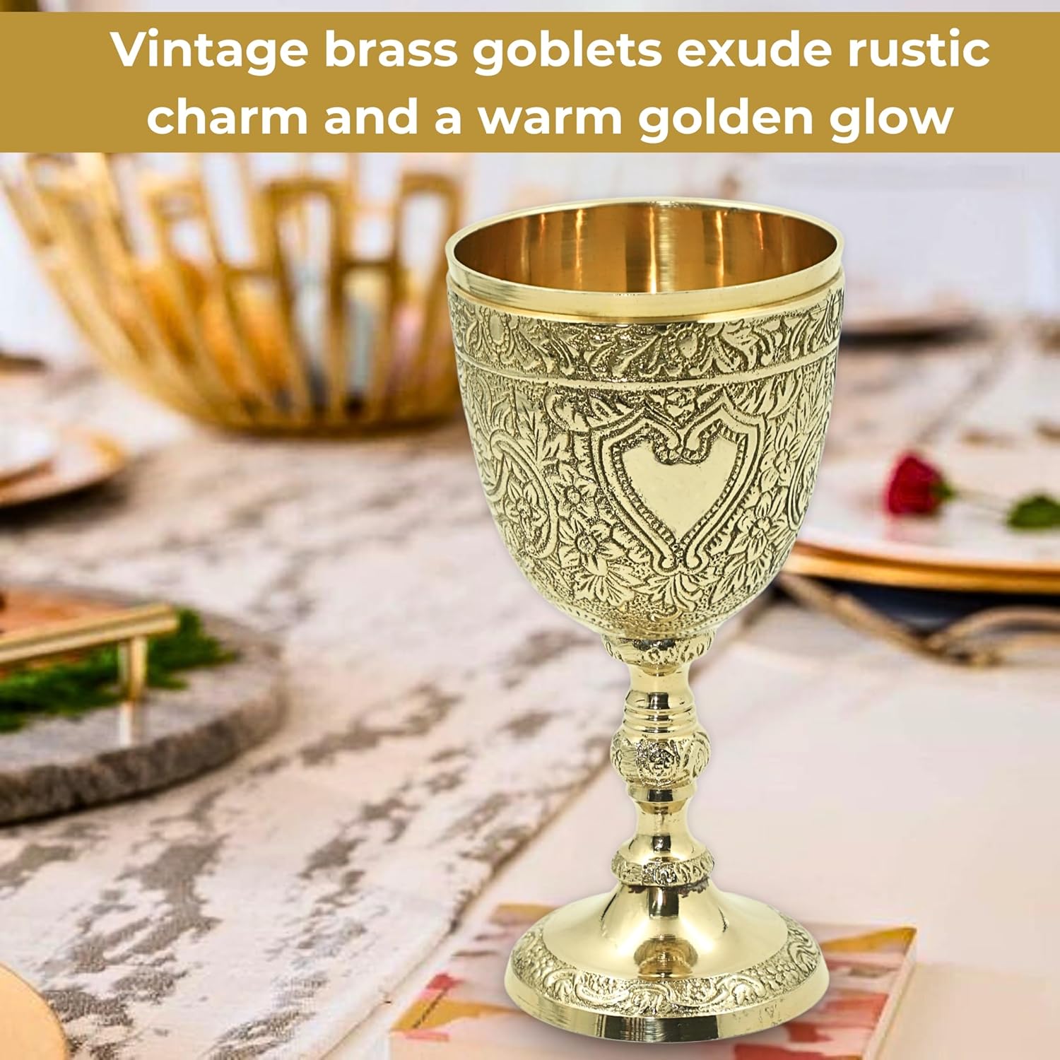 Brass Chalice Goblet with Gothic Renaissance Design view 4