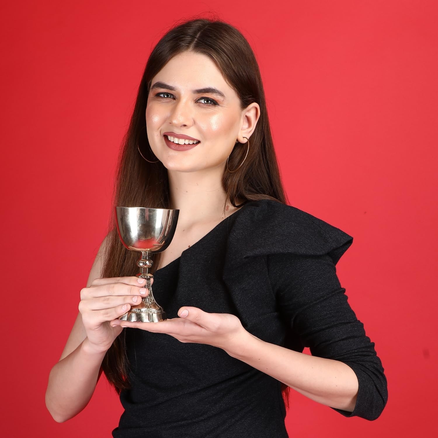Handmade Brass Goblet with Smooth Warm Gold Finish view 2