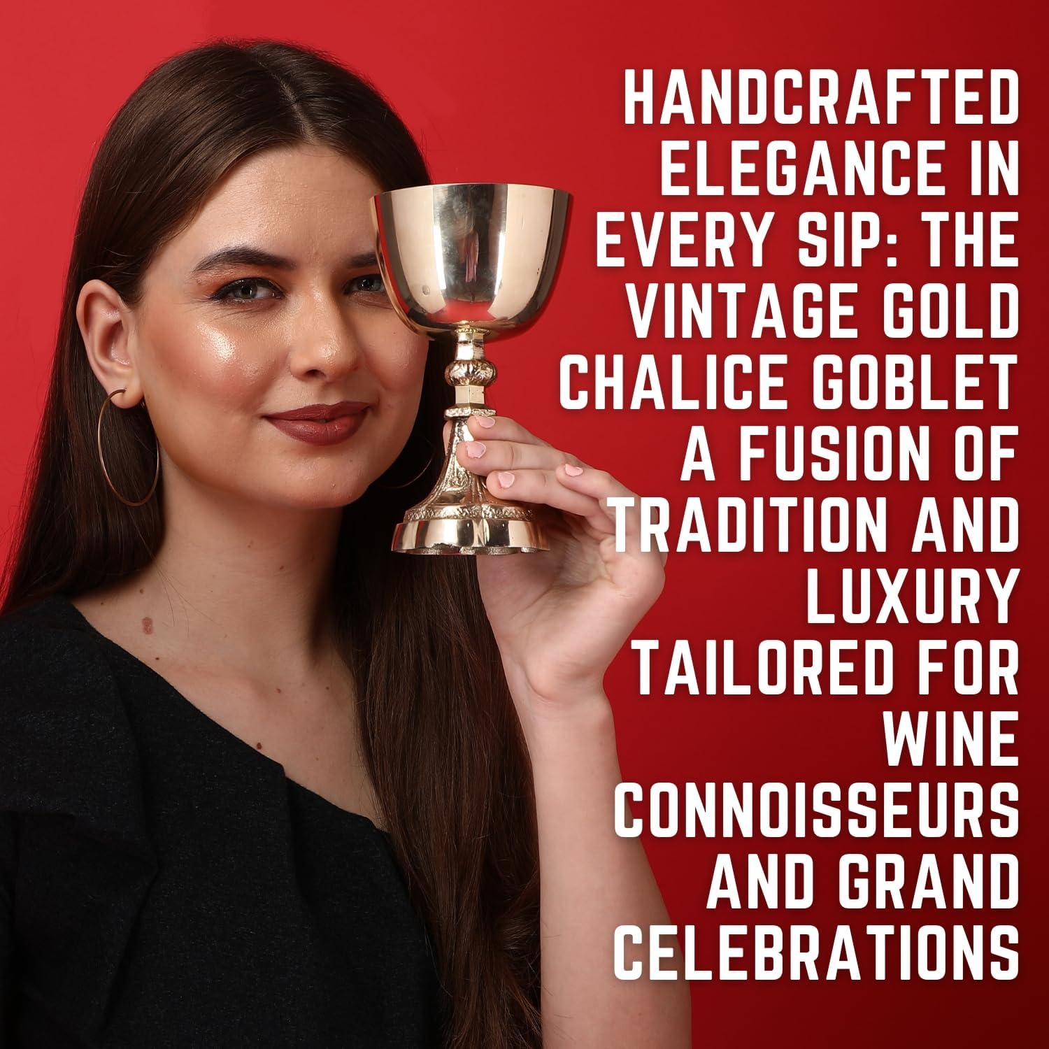Handmade Brass Goblet with Smooth Warm Gold Finish view 5