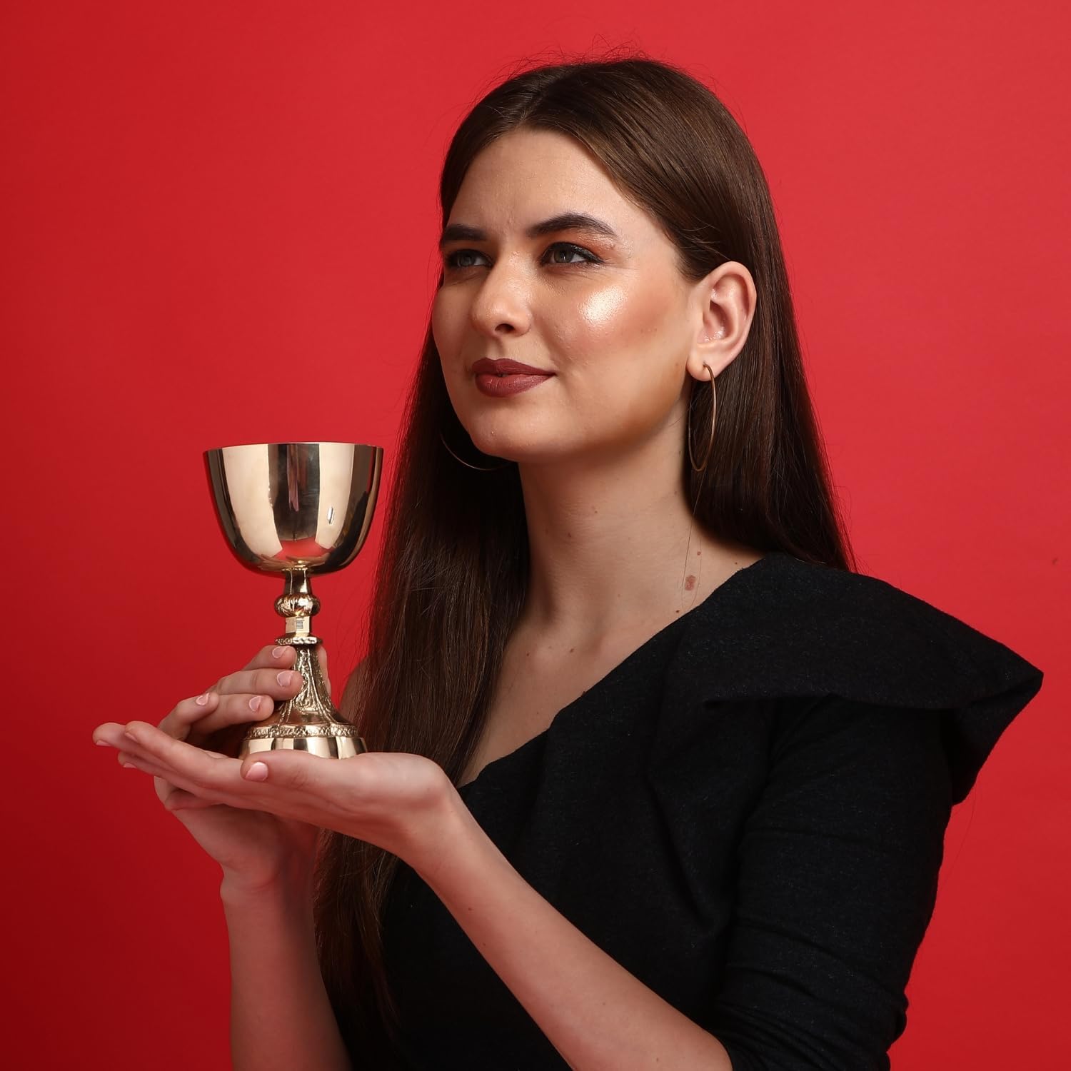 Handmade Brass Goblet with Smooth Warm Gold Finish view 7