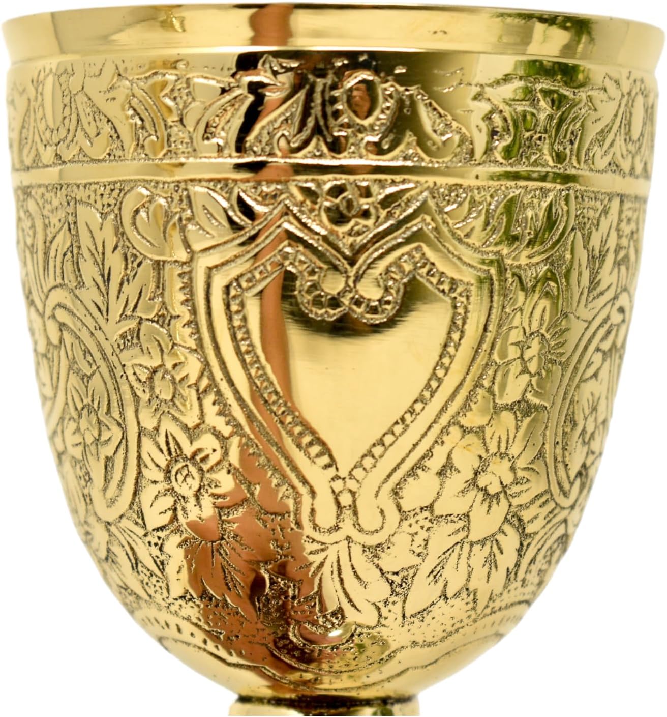 Solid Brass Roman Embossed Goblet Set of Three view 4