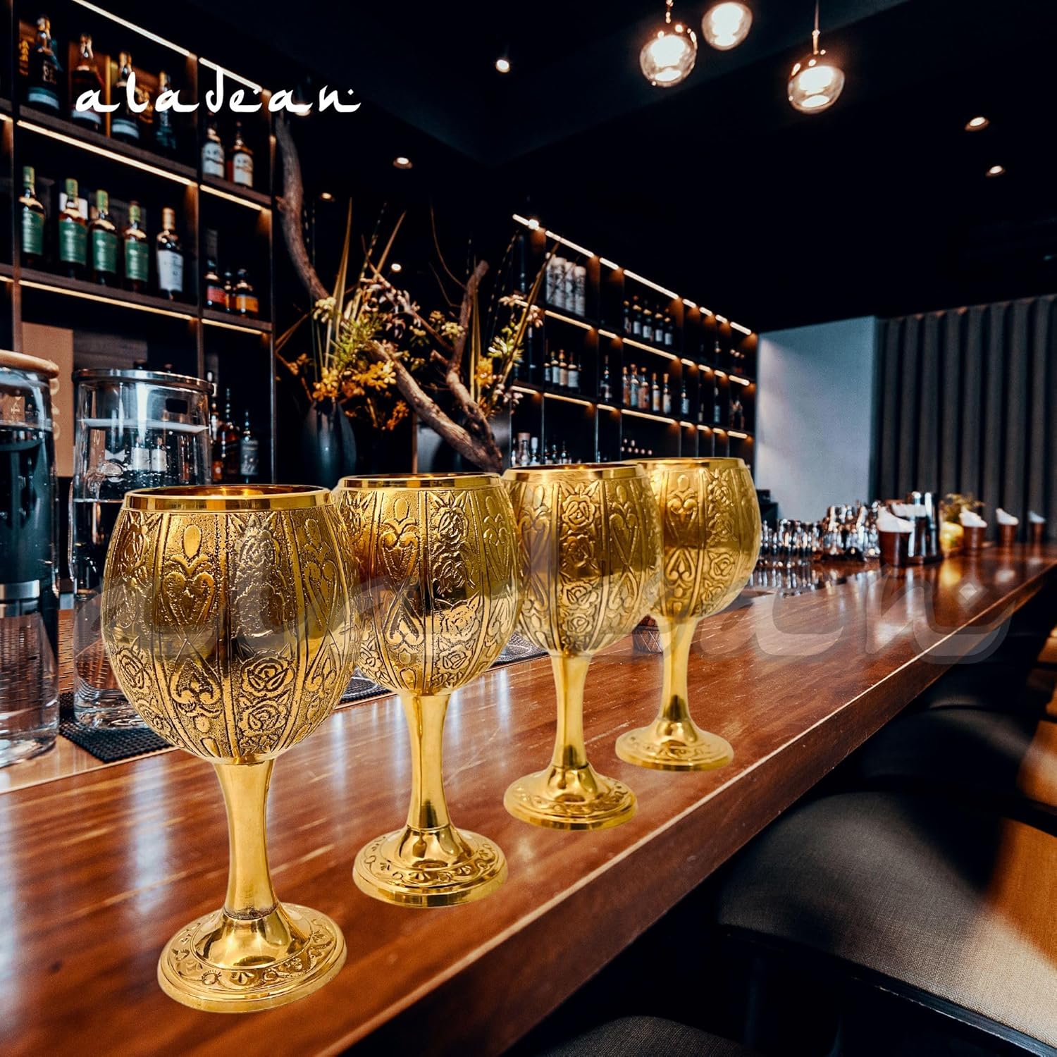 Solid Brass Goblet with Emperor Gothic Embossing view 2