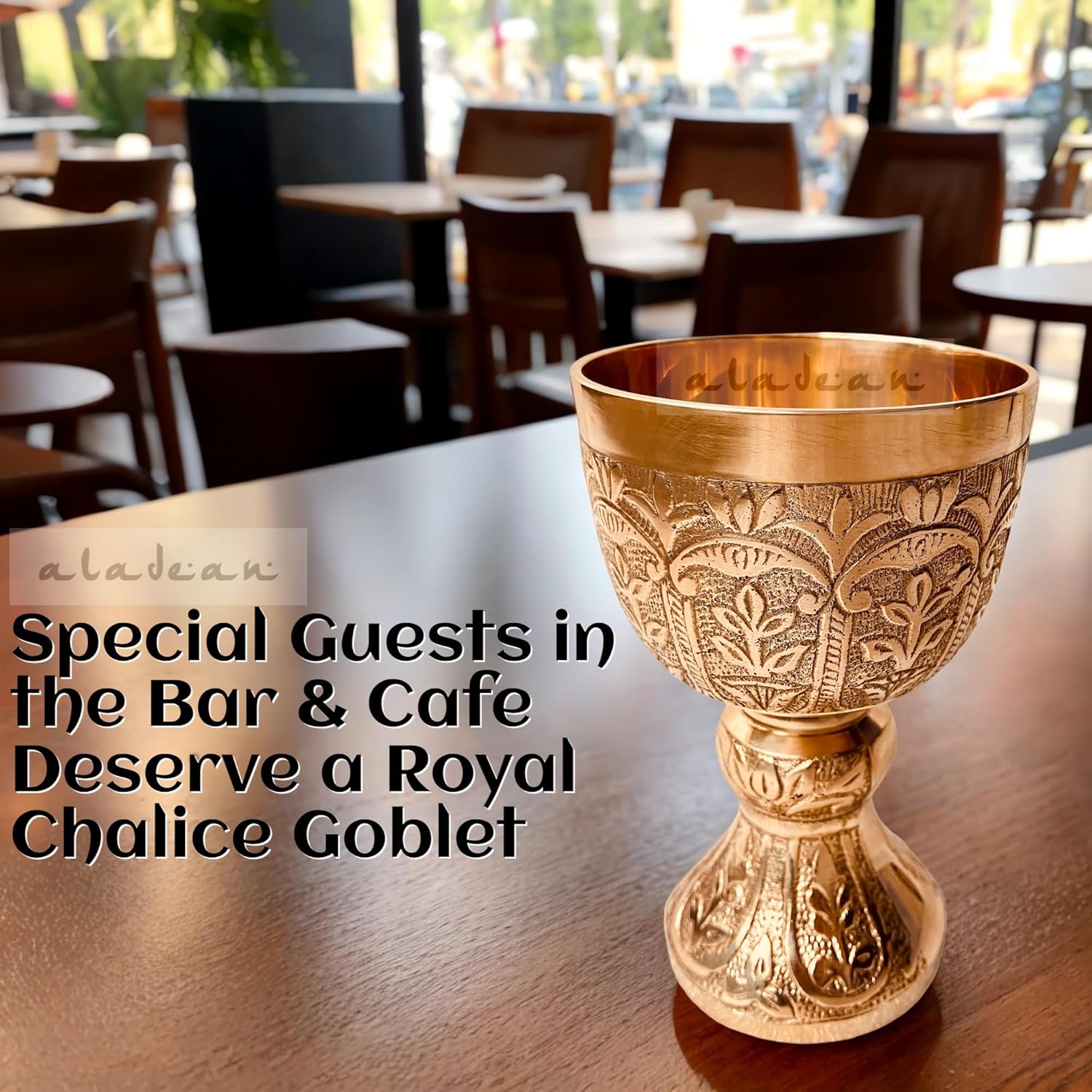 Solid Brass Goblet with Lord's Floral Embossing view 6
