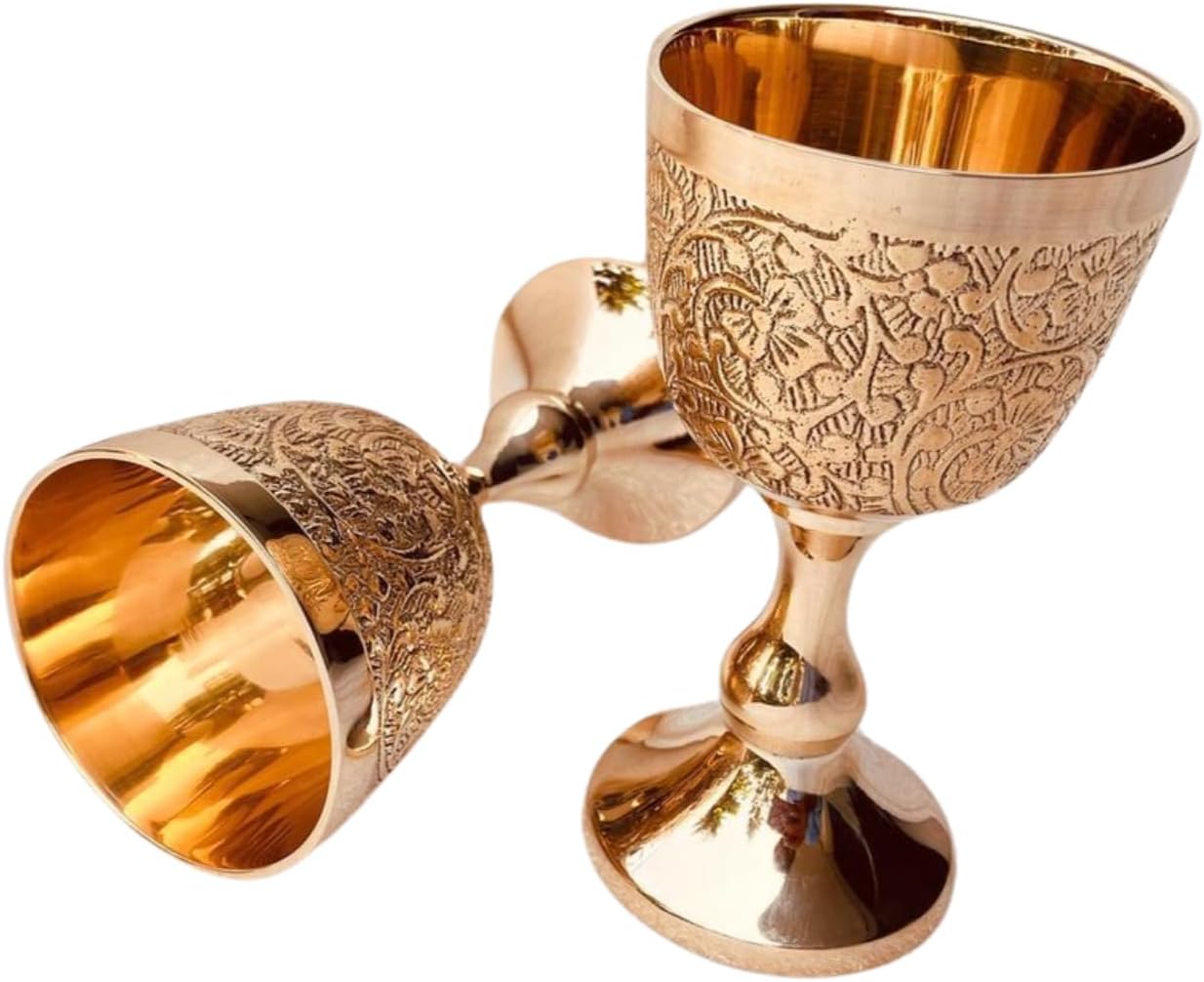 Solid Brass Goblet with Prince Embossed Design view 3