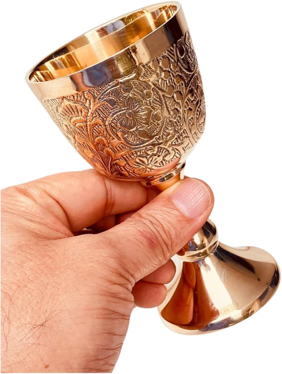 Solid Brass Goblet with Prince Embossed Design view 4