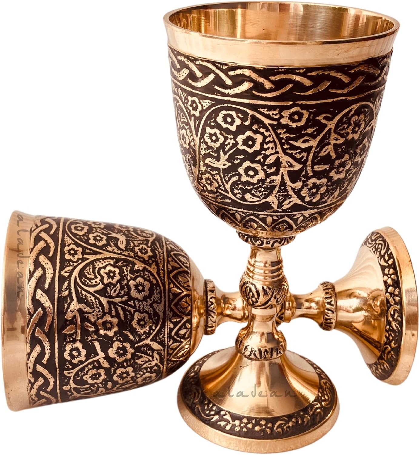 Solid Brass Goblet with Prince Embossed Design view 5