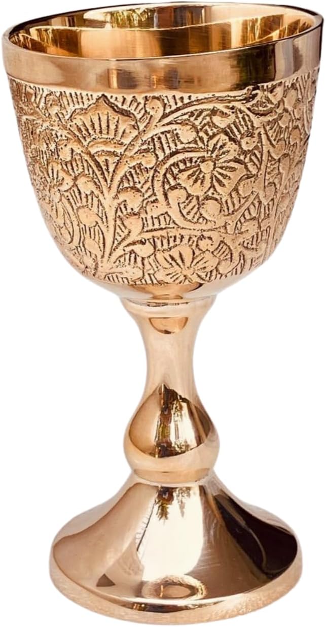 Solid Brass Goblet with Prince Embossed Design view 11