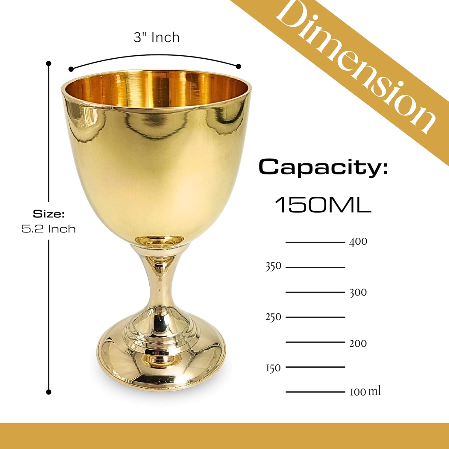 Handmade Gothic Brass Wine Goblet view 3