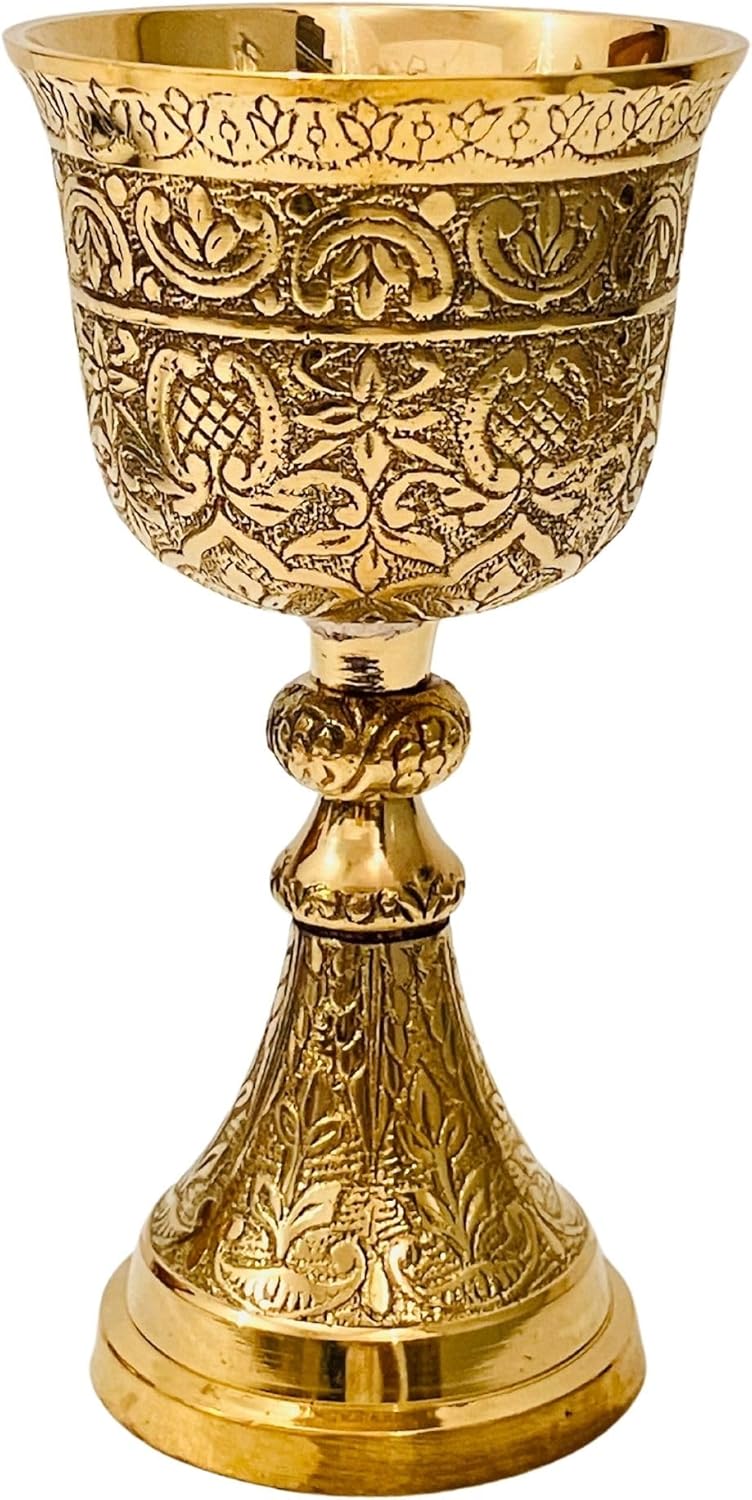 Solid Brass Goblet with Roman Embossed Design view 10