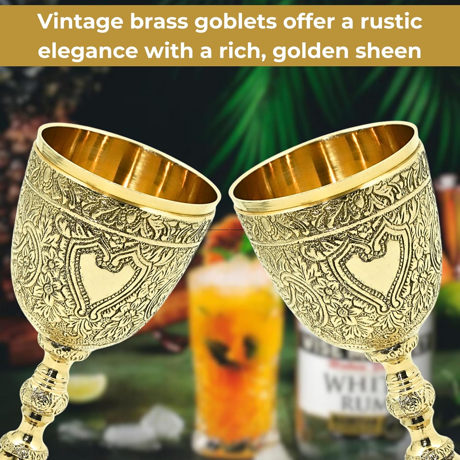 Solid Brass Medieval Goblet with Gothic Embossing view 5