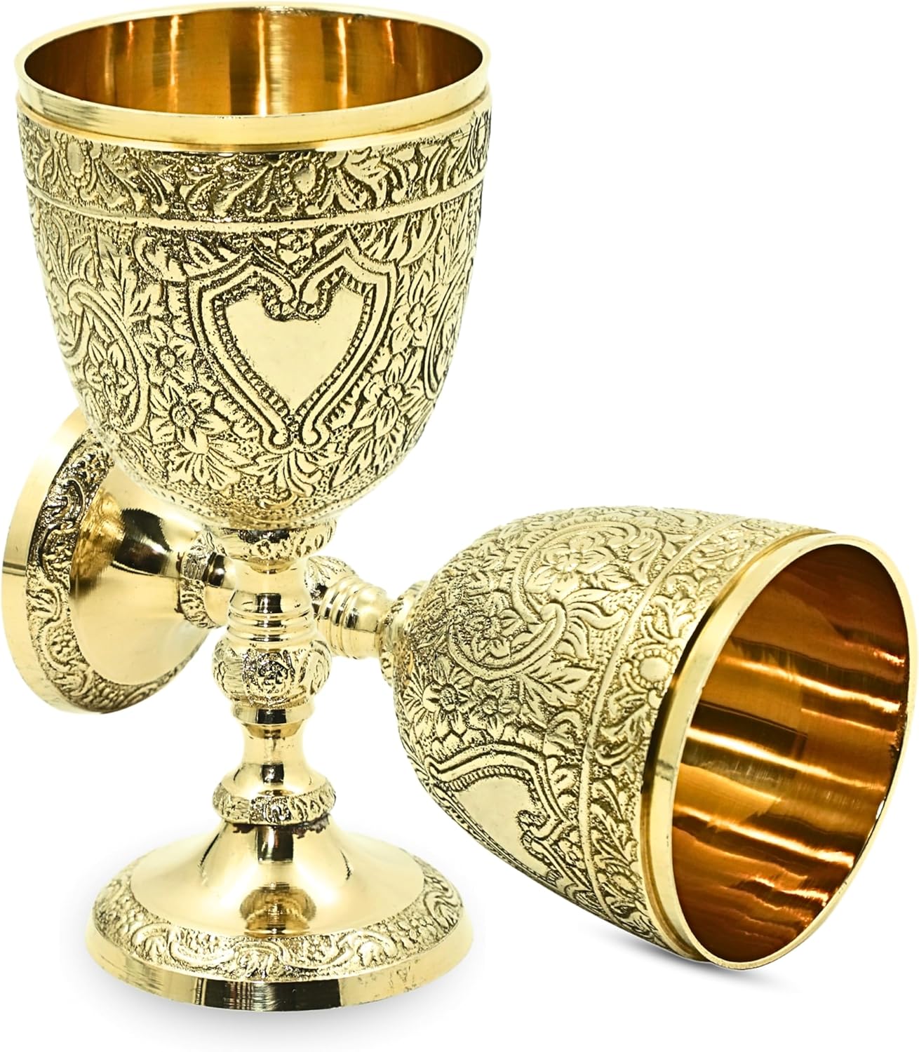 Solid Brass Medieval Goblet with Gothic Embossing view 10