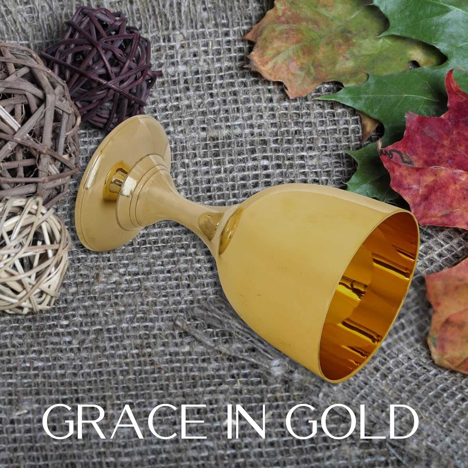 Brass Wine Glass with Gothic Renaissance Style view 2