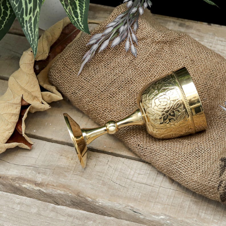 Brass Chalice Goblet with Personalised Engraving view 4