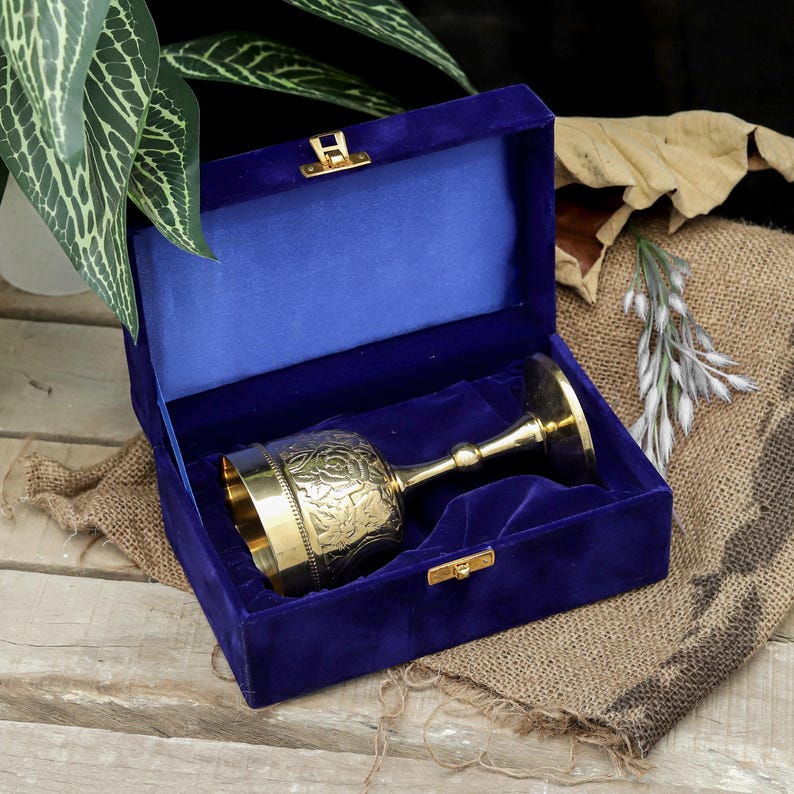 Brass Chalice Goblet with Personalised Engraving view 5