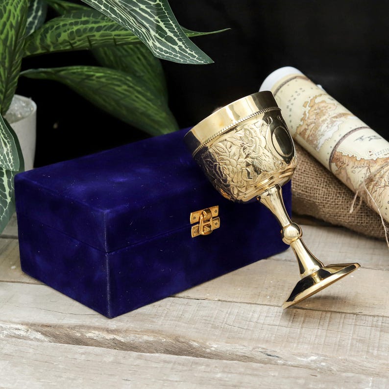Brass Chalice Goblet with Personalised Engraving view 7