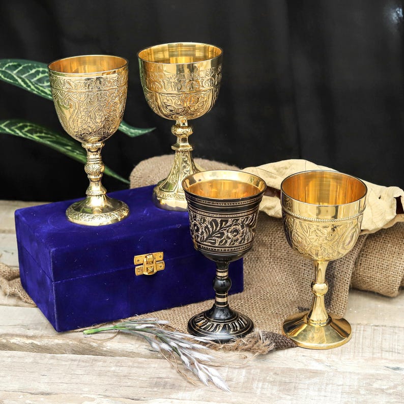 Brass Chalice Goblet with Personalised Engraving view 9