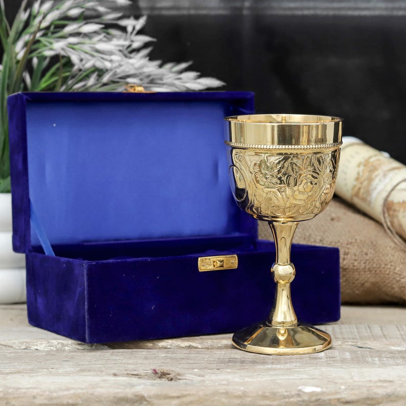 Brass Chalice Goblet with Personalised Engraving view 10