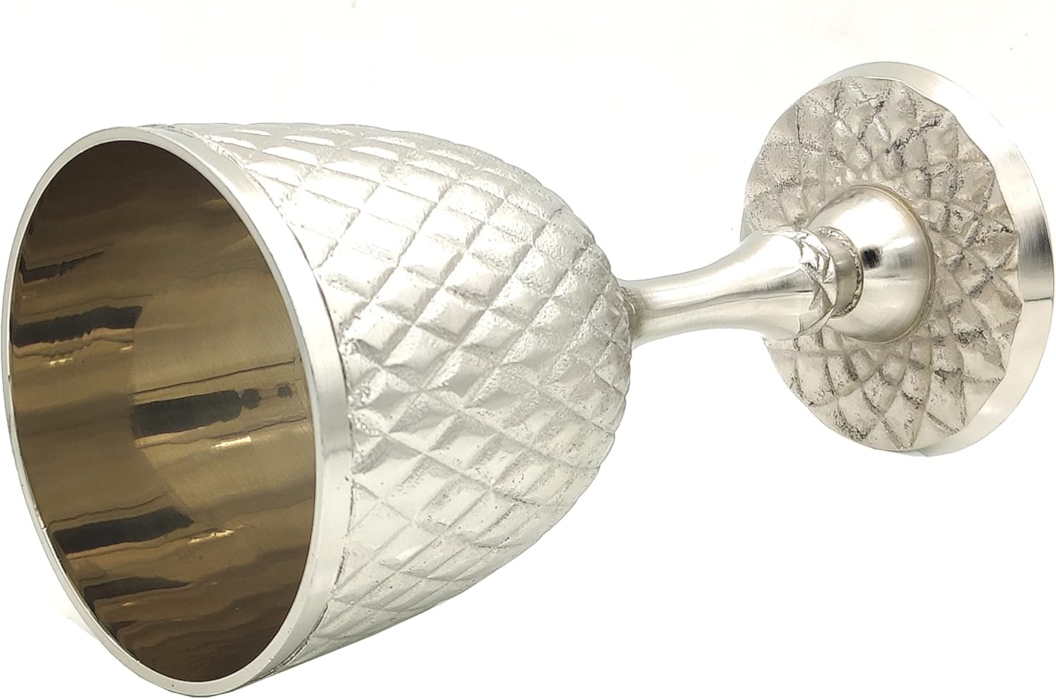 Embossed Brass Goblet with Silver Antique Finish view 7