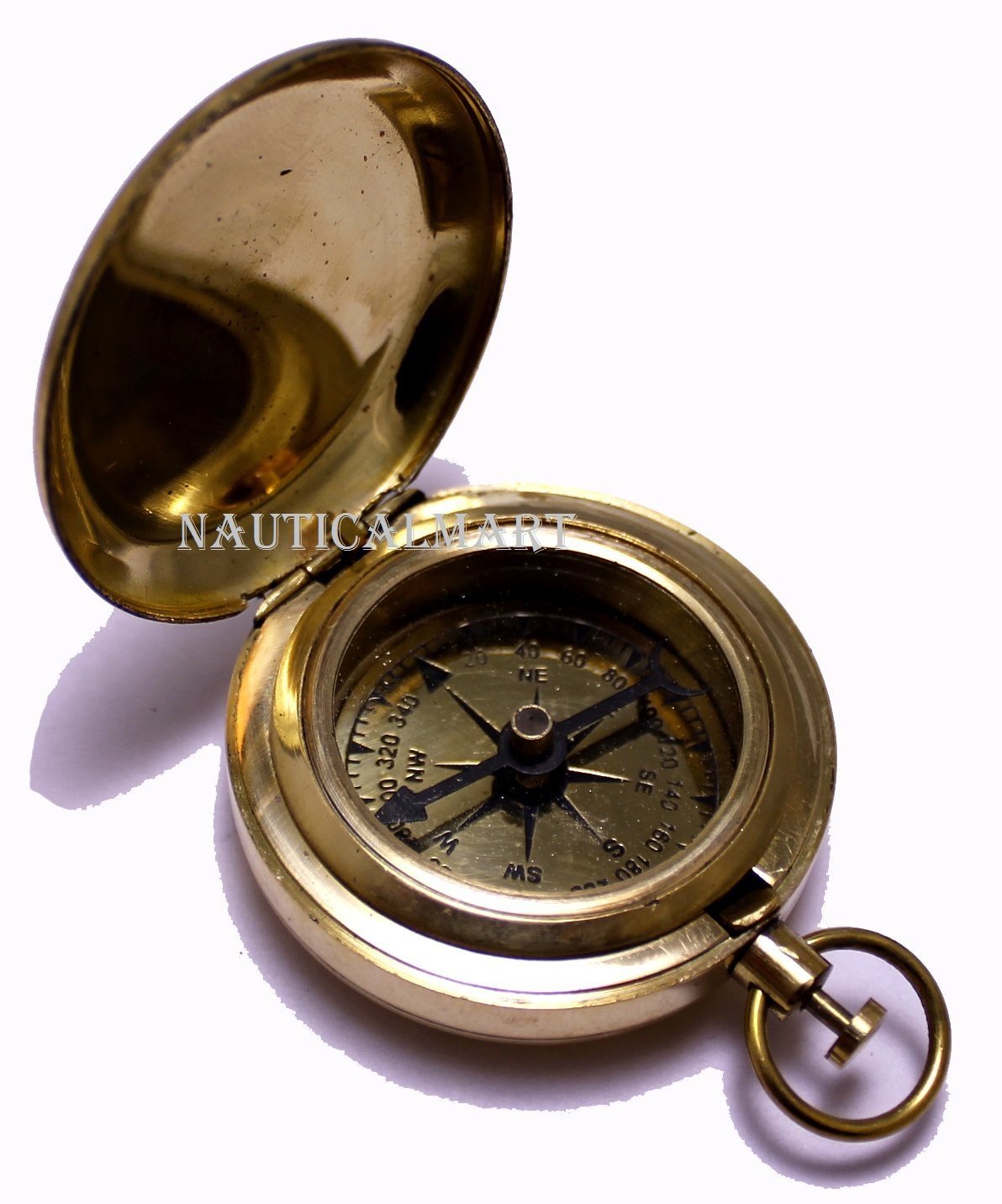 Push Button Compass, Polished Brass view 3