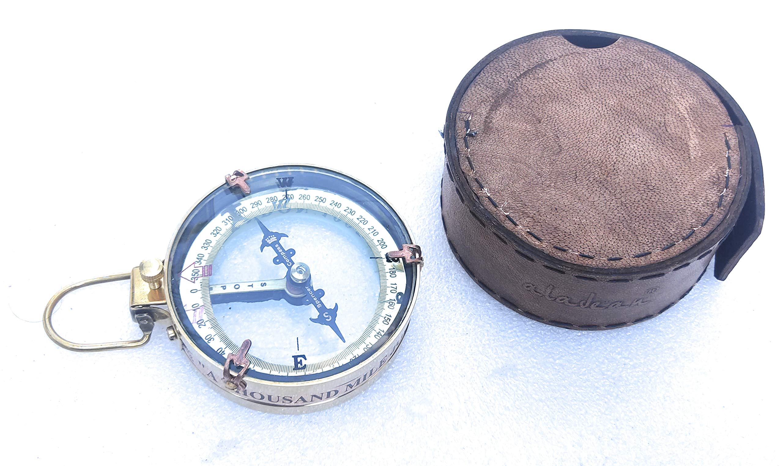 Motivational Compass, Round Leather Case view 2