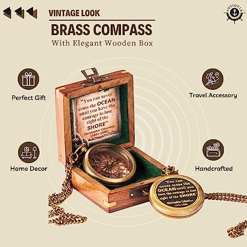 Christopher Columbus Quote Compass, Wooden Box & Gift Box view 4