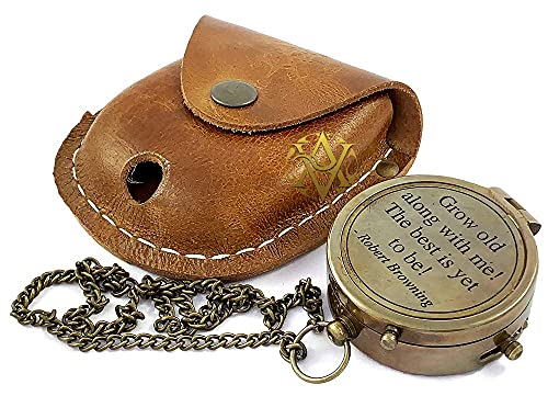 Robert Browning Quote Compass, Leather Case view 2